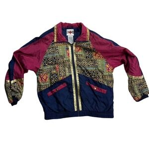 Vintage Active‎ Frontier Windbreaker Jacket Medium 80's 90's Baroque Print Retro